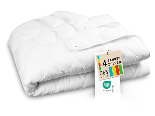ZOLLNER 4-Jahreszeiten Bettdecke - für Sommer und Winter - aus 2 zusammengeknöpften Decken - waschbar bis 60 °C - 155x220 cm - Hotelqualität - Oeko Tex Zertifiziert von ZOLLNER