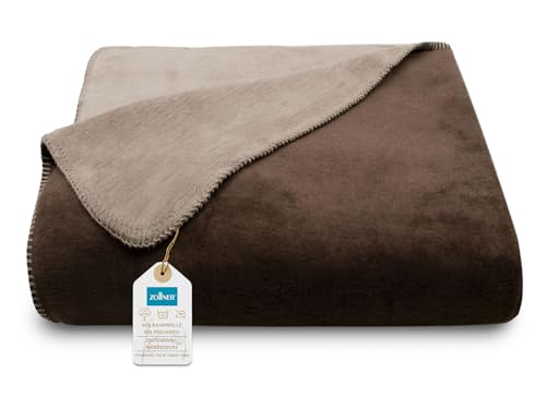 ZOLLNER Kuscheldecke zweifarbig in 150x200 cm - kuschelige Sofadecke in Dunkelbraun - waschbar bis 40°C - langlebiges Mischgewebe - Hotelwäschequalität - Oeko Tex® Zertifiziert von ZOLLNER