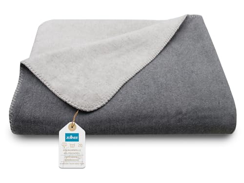 ZOLLNER Kuscheldecke zweifarbig in 150x200 cm - kuschelige Sofadecke in grau - waschbar bis 40°C - langlebiges Mischgewebe - Hotelwäschequalität - Oeko Tex® Zertifiziert von ZOLLNER