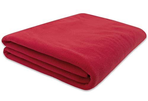 ZOLLNER Kuscheldecke in rot - weiche Couchdecke in 130x170 cm - mit Kettelrand - Polyester - waschbar bis 95°C – Hotelqualität - Oeko Tex® Zertifiziert von ZOLLNER