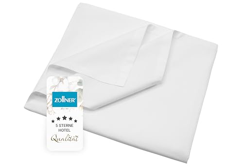 ZOLLNER Linon Bettlaken oder Bettdecke für den Sommer - aus Reiner Baumwolle - 150x260 cm weiß - ohne Gummizug - Hotelqualität von ZOLLNER