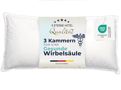 ZOLLNER Premium Federkissen mit Daunenanteil - Made in Germany – für Allergiker geeignet – Bezug aus hochwertiger Mako Baumwolle - waschbar bis 60°C – 40x80 cm - Hotelqualität von ZOLLNER