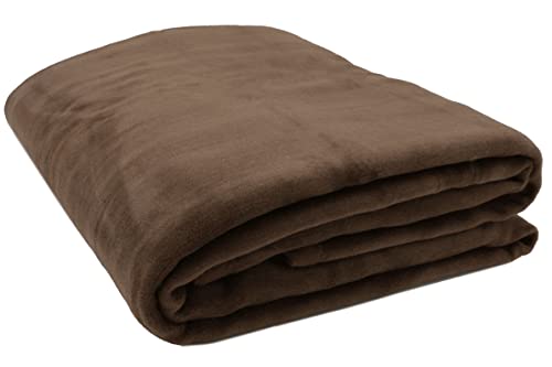 ZOLLNER Kuscheldecke flauschig in 220x240 cm - weiche und langlebige Sofadecke in braun - waschbar bis 40°C - Mischgewebe - mit elegantem Einfassband - Hotelqualität - Oeko Tex® Zertifiziert von ZOLLNER