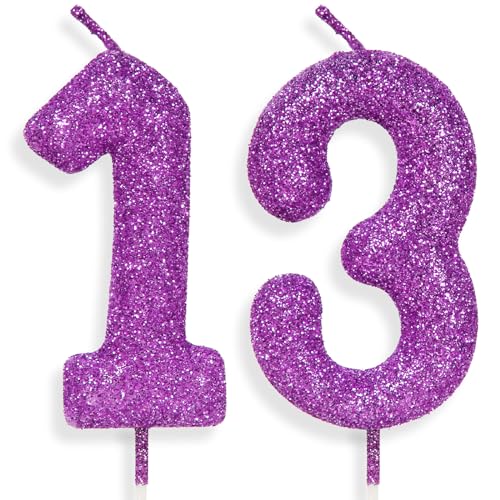 Zolunu lila rosa Geburtstag Kerze Nummer 13, Glitter Geburtstag Kerze Kuchen Toppers für Mädchen Frauen lila rosa Themed Party Dekorationen liefert Geburtstagsgeschenke Zolunu lila rosa Geburtstag Kerze Nummer 13, Glitter Geburtstag Kerze Kuchen Toppers für Mädchen Frauen lila rosa Themed Party Dekorationen liefert Geburtstagsgeschenke von Zolunu