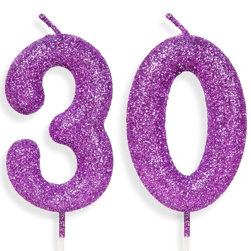 Zolunu lila rosa Geburtstag Kerze Nummer 30, Glitter Geburtstag Kerze Kuchen Toppers für Mädchen Frauen lila rosa Themed Party Dekorationen liefert Geburtstagsgeschenke Zolunu lila rosa Geburtstag Kerze Nummer 30, Glitter Geburtstag Kerze Kuchen Toppers für Mädchen Frauen lila rosa Themed Party Dekorationen liefert Geburtstagsgeschenke von Zolunu