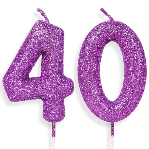Zolunu lila rosa Geburtstag Kerze Nummer 40, Glitter Geburtstag Kerze Kuchen Toppers für Mädchen Frauen lila rosa Themed Party Dekorationen liefert Geburtstagsgeschenke Zolunu lila rosa Geburtstag Kerze Nummer 40, Glitter Geburtstag Kerze Kuchen Toppers für Mädchen Frauen lila rosa Themed Party Dekorationen liefert Geburtstagsgeschenke von Zolunu