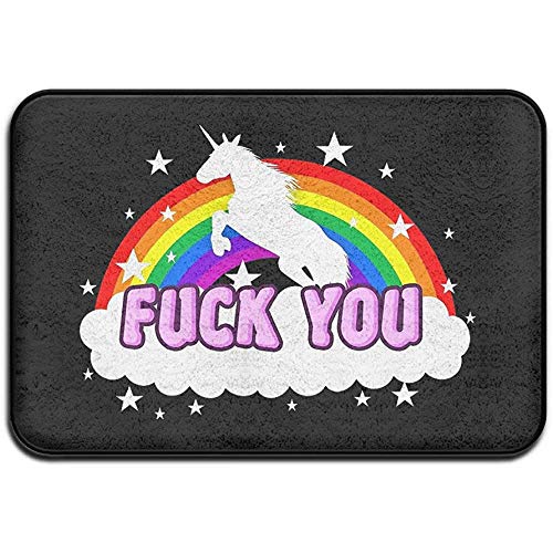 Zome Lag Fußmatte Hellodoor Unicorn Fuck You Rainbow Badematten Eingangsteppich Fußmatten Badematten Fußmatte 40X60CM von Zome Lag