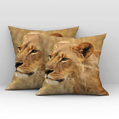 Zomer 2er Set Zierkissenbezüge 40x40cm,Bedruckter Kissenbezug Dekorative kissenhülle Für Sofa Büro-Löwin,Bräunen Zomer 2er Set Zierkissenbezüge 40x40cm,Bedruckter Kissenbezug Dekorative kissenhülle Für Sofa Büro-Löwin,Bräunen von Zomer