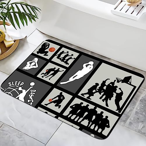 Zomer Badematte rutschfest 40x60cm Badezimmerteppich Mikrofaser Badteppich schnelltrocknende Badematten, für Badewanne Dusche Home Badezimmer, mit Basketball von Zomer