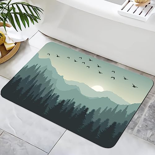 Zomer Badematte rutschfest 40x60cm Badezimmerteppich Mikrofaser Badteppich schnelltrocknende Badematten, für Badewanne Dusche Home Badezimmer, mit Wald von Zomer