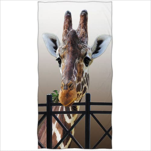 Zomer Badetuch Mikrofaser Strandtuch Bedruckt mit Giraffe Motiv,Grau,70x140 cm von Zomer