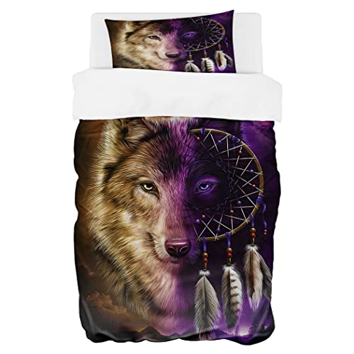 Zomer Bettwäsche Set 135x200 cm 2teilig Bettbezug Mikrofaser Bettwäsche Deckenbezug mit Der Wolf und der Traumfänger Motiv - 1 Flauschige Bettdeckenbezug und 1 Kissenbezug 80x80cm Zomer Bettwäsche Set 135x200 cm 2teilig Bettbezug Mikrofaser Bettwäsche Deckenbezug mit Der Wolf und der Traumfänger Motiv - 1 Flauschige Bettdeckenbezug und 1 Kissenbezug 80x80cm von Zomer