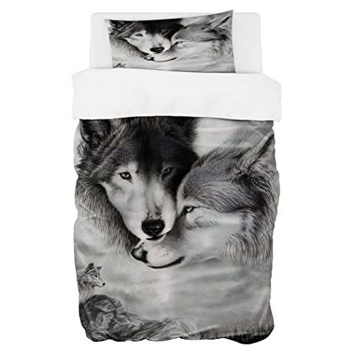 Zomer Bettwäsche Set 135x200 cm 2teilig Bettbezug Mikrofaser Bettwäsche Deckenbezug mit Schwarzer und weißer Wolf Motiv - 1 Flauschige Bettdeckenbezug und 1 Kissenbezug 80x80cm Zomer Bettwäsche Set 135x200 cm 2teilig Bettbezug Mikrofaser Bettwäsche Deckenbezug mit Schwarzer und weißer Wolf Motiv - 1 Flauschige Bettdeckenbezug und 1 Kissenbezug 80x80cm von Zomer
