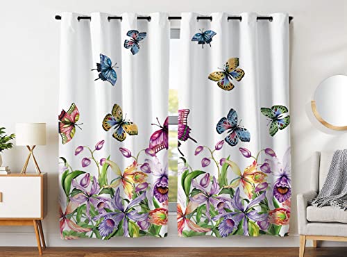 Zomer Blickdicht Vorhang, Schmetterlinge & Blumen, Verdunkelung Ösen Gardinen Schlafzimmer 2er Set, 245 x 140 cm von Zomer