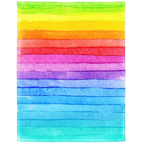 Zomer Kuscheldecke Flauschig Decke 125x150 cm Wohndecke Couchdecke Mikrofaser Sofaüberwurf Tagesdecke weiche warme Sofadecke mit Regenbogen Motiv von Zomer