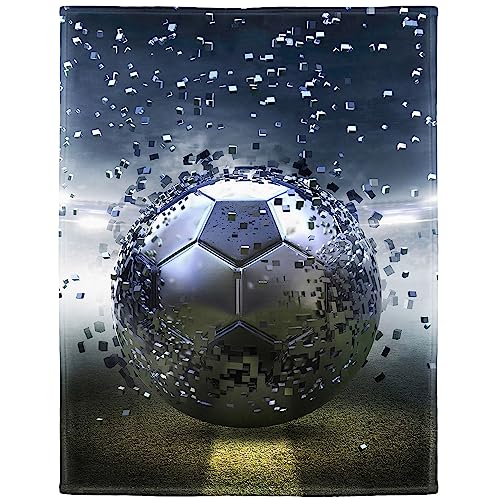 Zomer Kuscheldecke Flauschig Decke 150x200 cm Wohndecke Couchdecke Mikrofaser Sofaüberwurf Tagesdecke weiche warme Sofadecke mit Fußball Fragmente Motiv von Zomer