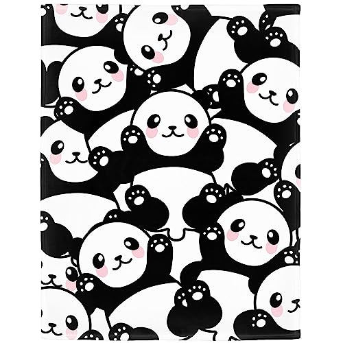 Zomer Kuscheldecke Flauschig Decke 150x200 cm Wohndecke Couchdecke Mikrofaser Sofaüberwurf Tagesdecke weiche warme Sofadecke mit Panda Motiv von Zomer
