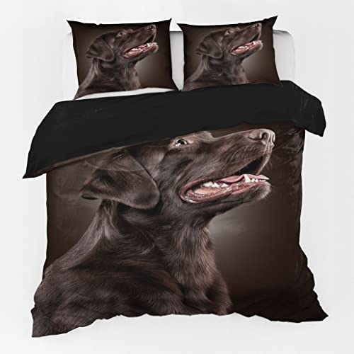 Zomer - Labrador Bettwäsche 200x200 cm Brauner Hund Microfaser Bedruckte Bettwäsche-Sets 3 teilig - 1 Flauschige Bettbezug und 2 Kissenbezug 80x80 cm von Zomer