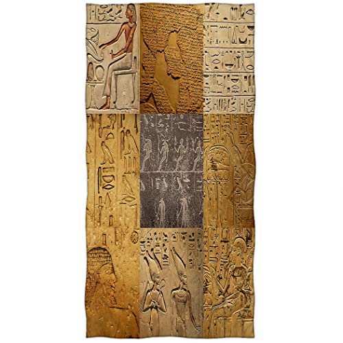 Zomer Strandtuch 70x140 cm Mikrofaser Badetuch Schnelltrocknendes Bedrucktes Handtuch mit Ägyptisches Wandbild Motiv von Zomer