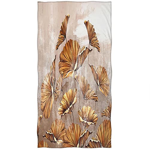 Zomer Strandtuch 70x140 cm Mikrofaser Badetuch Schnelltrocknendes Bedrucktes Handtuch mit Goldene Pflanze Motiv von Zomer