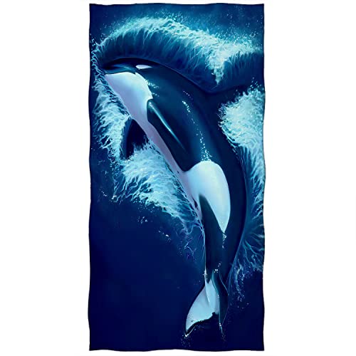 Zomer Strandtuch 70x140 cm Schnelltrocknend Badetuch Hochwertiges Mikrofaser Handtuch mit Segelboot für Killerwale Motiv von Zomer