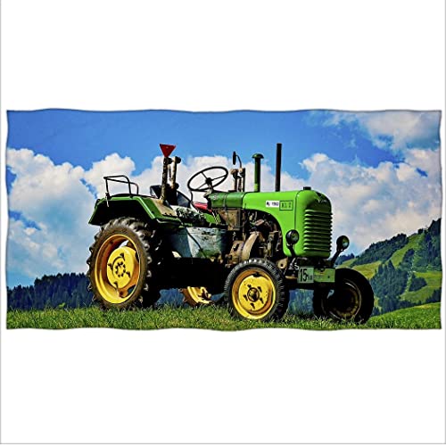 Zomer Strandtuch 70x140cm,Bedrucktes Mikrofaser Badetuch Frottee-Traktor,Trecker Wiese von Zomer