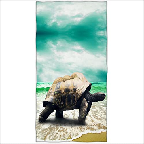 Zomer Strandtuch 70x140cm,Bedrucktes Mikrofaser Badetuch-Galapagos Schildkröte Strand von Zomer