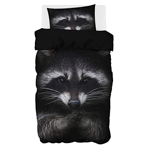 Zomer - Waschbär Bettwäsche 135x200 cm Schwarz Microfaser Bedruckte Bettwäsche-Sets 2 teilig - 1 Flauschige Bettbezug und 1 Kissenbezug 80x80 cm Zomer - Waschbär Bettwäsche 135x200 cm Schwarz Microfaser Bedruckte Bettwäsche-Sets 2 teilig - 1 Flauschige Bettbezug und 1 Kissenbezug 80x80 cm von Zomer