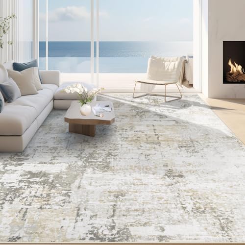 Teppiche für Wohnzimmer: Waschbarer, moderner abstrakter Teppich, groß, weich, rutschfest, für den Innenbereich, Niederflorteppich für Schlafzimmer, Esszimmer, Zuhause, Beige, Grau, Braun, 20,3 x 25,4 Teppiche für Wohnzimmer: Waschbarer, moderner abstrakter Teppich, groß, weich, rutschfest, für den Innenbereich, Niederflorteppich für Schlafzimmer, Esszimmer, Zuhause, Beige, Grau, Braun, 20,3 x 25,4 von Zomfy