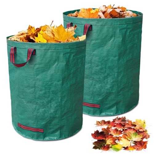Zommke Gartensack Laubsack Gartenabfallsack,2er Set 272 Liter Gartenabfallsack mit Griffen für Gras Laub Hecke Gartenabfall-Selbststehend - Witterungsbeständig - Abwaschbar/Stabiler Gartensack von Zommke
