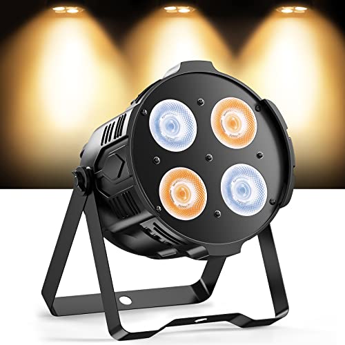 ZonQoonz 200W COB Par Licht Kalt/Warmweiß Lichteffekte, 4 LED Par Scheinwerfer DMX 4/8CH mit Sound Aktiviertem für Bühne und Architektonische Außenbeleuchtung von ZonQoonz