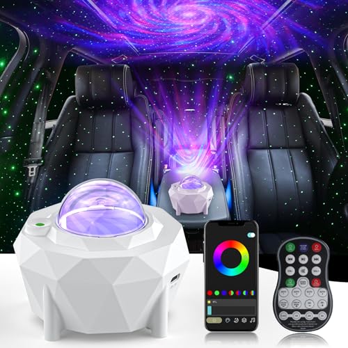 LED Sternenhimmel Projektor Discolicht Partylicht, Bluetooth Nachtlicht, Galaxy Sternlichtprojektor mit Fernbedienung,Sternenlicht mit Timer Lautsprecher für Erwachsene, Kinder,Geburtztag Geschenke von ZonQoonz