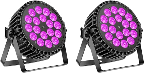 ZonQoonz 2PCS 200W UV+RGB LED Par Strahler, 18 LED Par Scheinwerfer Bühnenlicht DMX512 8CH mit Infinite Mixing/Rainbow Effect Par Licht für Stage DJ Party Show Bar Halloween Weihnachten von ZonQoonz