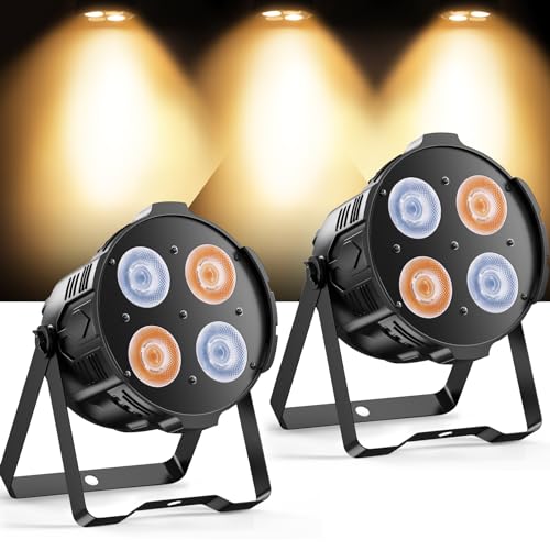 ZonQoonz 2PCS COB Par Licht 200W Kalt/Warmweiß Lichteffekte, 4 LED Par Scheinwerfer DMX 4/8CH mit Sound Aktiviertem für Bühne und Architektonische Außenbeleuchtung von ZonQoonz