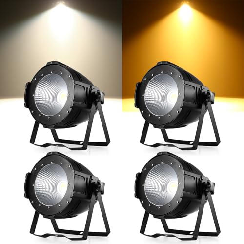 ZonQoonz 4PCS 100W COB Par Licht Kaltweiß/Warmweiß Bühnenlicht, Par Scheinwerfer mit DMX512/ Master-Slave, Stroboskop Strahler Licht für Fotografie, Kirche, Geburtstag, Hochzeit, DJ, Disco von ZonQoonz