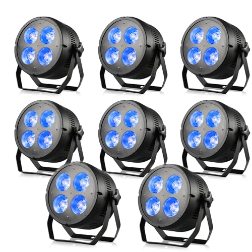 ZonQoonz 8PCS 200W RGB LED Par Strahler, 4 x 50W COB Par Scheinwerfer DMX Hohe Helligkeit Bühnenlicht Theaterlicht für Bühnen Aufführung, Disco, Hochzeit, Bar, Party, Halloween, Weihnachten von ZonQoonz