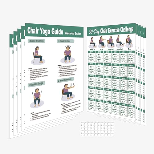 Stuhl Yoga Poster für Senioren & Anfänger - Set mit 5 illustrierten Leitfäden & 5 30-Tage-Herausforderungen, laminierte, sanfte Sitzübungstabellen für Mobilität, Balance, Flexibilität, Stretching Stuhl Yoga Poster für Senioren & Anfänger - Set mit 5 illustrierten Leitfäden & 5 30-Tage-Herausforderungen, laminierte, sanfte Sitzübungstabellen für Mobilität, Balance, Flexibilität, Stretching von Zondashin