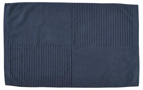 Zone Denmark Classic Badematte, Badteppich rutschfest, Duschvorleger fürs Badezimmer aus 100% Baumwolle, Waschbar, 80 x 50 cm, Dunkelblau von Zone Denmark