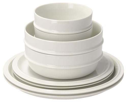 Zone Denmark Eau Geschirrset – Porzellan Geschirr Set – 8-teiliges Frühstücksset mit Teller, Schale & Becher – Minimalistisches Design – Spülmaschinengeeignet – Offwhite von Zone Denmark