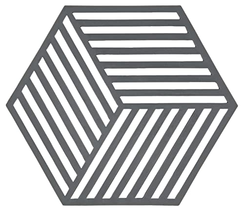 Zone Denmark Hexagon Topfuntersetzer Hitzebeständig, Silikon Untersetzer, Praktische und Dekorative Topf-Untersetzer, Spülmaschinenfest, 16 x 14 cm, Cool Grey von Zone Denmark