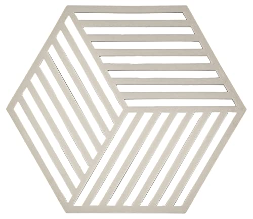 Zone Denmark Hexagon Topfuntersetzer Hitzebeständig, Silikon Untersetzer, Praktische und Dekorative Topf-Untersetzer, Spülmaschinenfest, 16 x 14 cm, Warm Grey von Zone Denmark