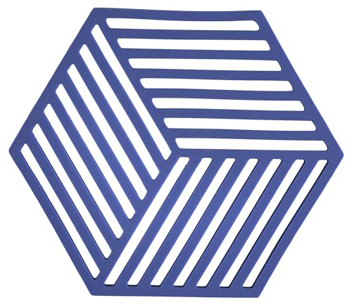 Zone Denmark Hexagon Topfuntersetzer Hitzebeständig, Silikon Untersetzer, Praktische und Dekorative Topf-Untersetzer, Spülmaschinenfest, 16 x 14 cm, Indigo von Zone Denmark