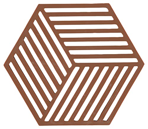 Zone Denmark Hexagon Topfuntersetzer Hitzebeständig, Silikon Untersetzer, Praktische und Dekorative Topf-Untersetzer, Spülmaschinenfest, 16 x 14 cm, Terracotta von Zone Denmark