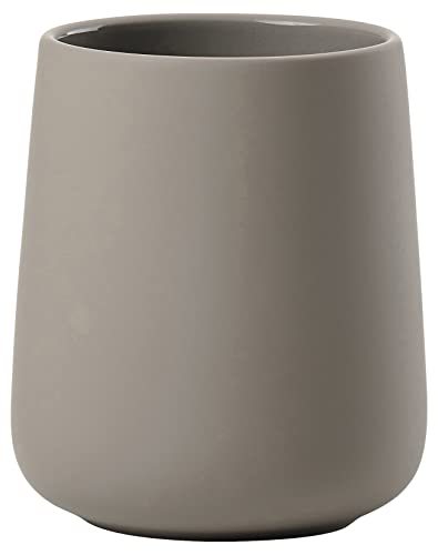 Zone Denmark Nova One Zahnputzbecher, Zahnbürstenbecher aus Keramik mit Soft Touch-Beschichtung, Durchm. 8 cm, Höhe 10 cm, Taupe von Zone Denmark