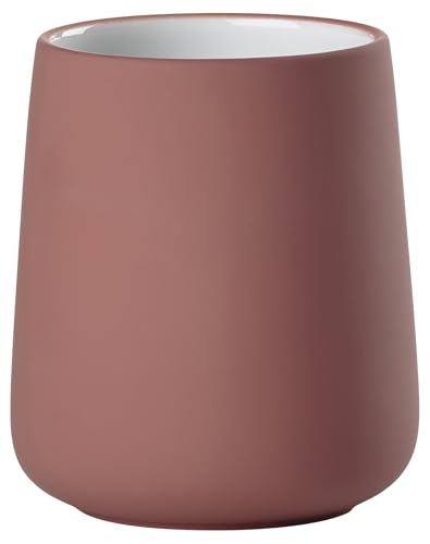 Zone Denmark Nova Zahnputzbecher, Zahnbürstenbecher aus Porzellan mit Soft Touch-Beschichtung, Durchm. 8 cm, Höhe 10 cm, Peach Red von Zone Denmark