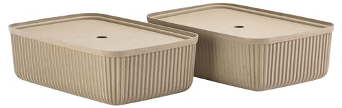 Zone Denmark Pulp Aufbewahrungsboxen mit Deckel – Boxen Aufbewahrung – Stabile Kisten aus 100% Recyclingmaterialien – 2 Stück – 48 x 32 x 15 cm – Natural Brown von Zone Denmark