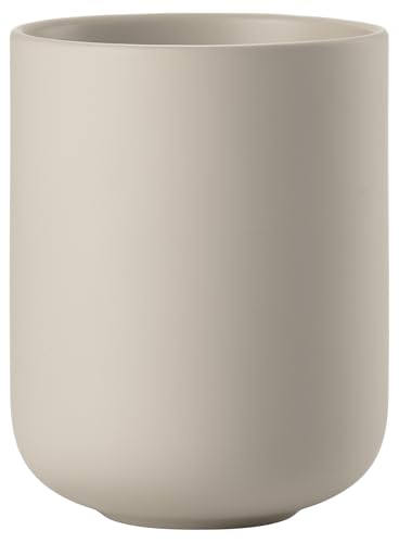 Zone Denmark Sensu Zahnputzbecher, Zahnbürstenhalter, Zahnbürstenbecher, aus Steinzeug/Keramik, Schönes & Praktisches Badezimmer Zubehör, Durchm. 7,4 cm, Höhe 9,5 cm, Sand von Zone Denmark
