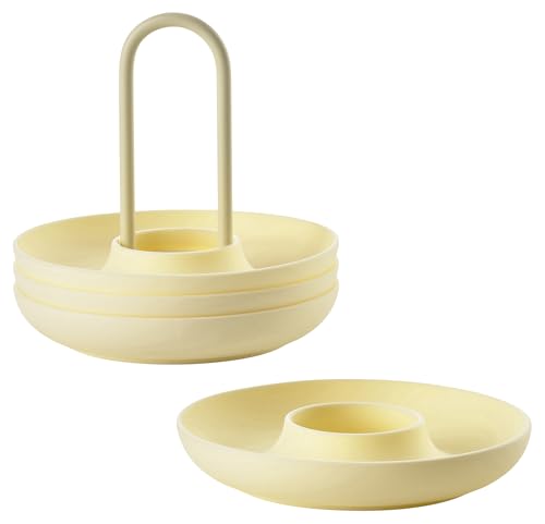 Zone Denmark Singles Ostern Eierbecher Set aus Silikon, Schönes Ostern Geschirr in Gelb, Stapelbar, 4 Eierhalter/Eierteller mit Halter, Durchm. 11,2 cm, Höhe 9,5 cm, Limestone (Hellgelb) von Zone Denmark