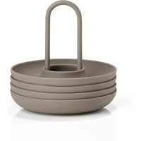 Zone Denmark - Singles Eierbecher mit Halter, taupe (4er-Set) von Zone Denmark