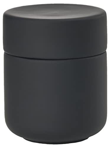 Zone Denmark Ume Keramikdose mit Deckel fürs Bad, Deko Badezimmer, Badezimmer Organizer, Hübsche Dose für Aufbewahrung, aus Keramik, Durchm. 8,3 cm, Höhe 10,3 cm, Schwarz von Zone Denmark